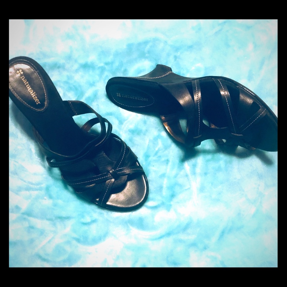 Naturalizer sandals with 3 1/2 wedge heel.